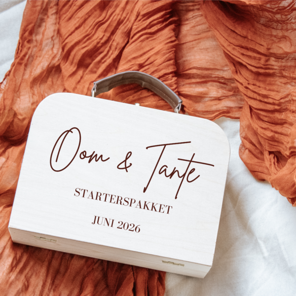 Houten koffertje Starterspakket Oom & / of Tante
