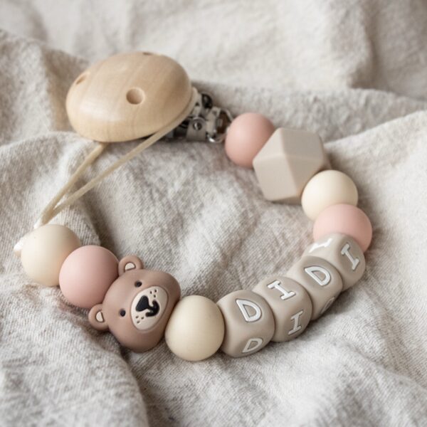 Speenkoord met naam Light Pink Taupe