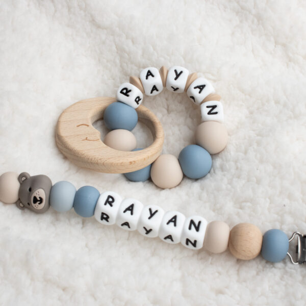 Speenkoord met naam Latte Blauw